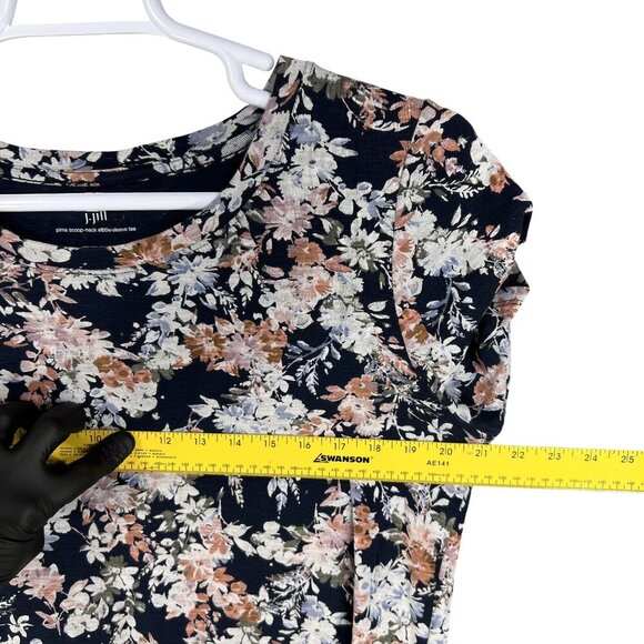 J Jill Womens L Scoop Neck Top Elbow Sleeve Tee Pima Cotton Pullover Bloomcore - Picture 8 of 12